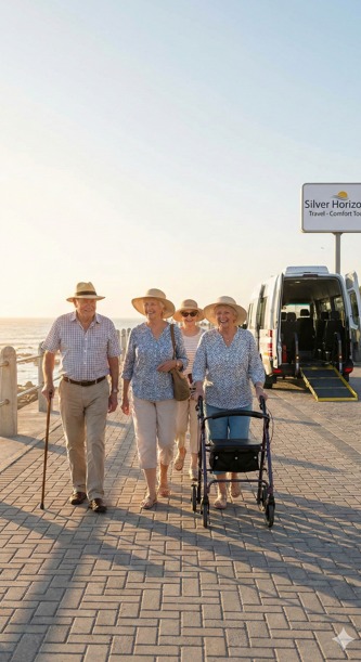 Senior couple enjoying a relaxed vacation with scenic views