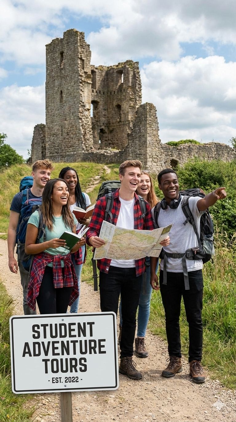 Group of students exploring a historical site